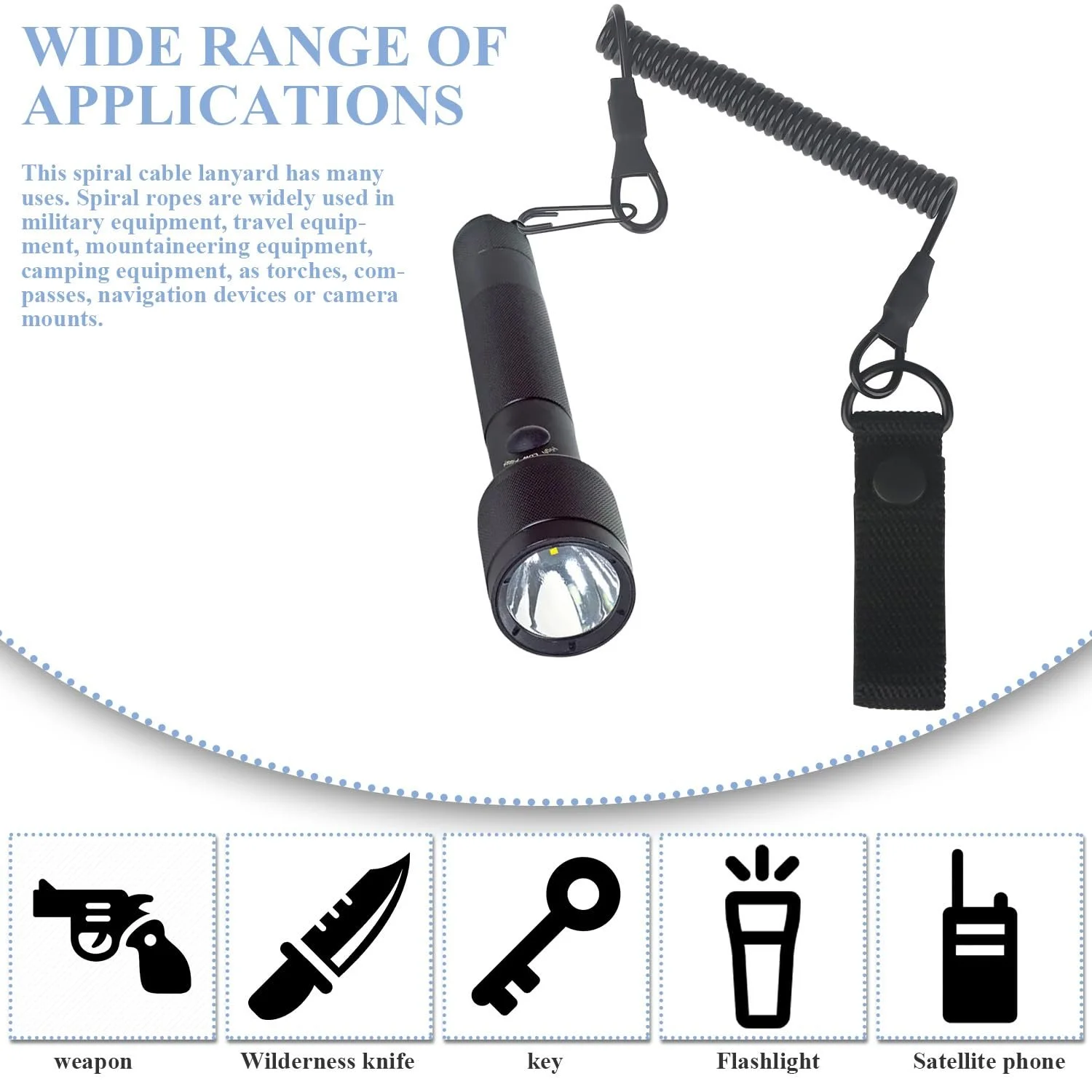 Брелок ZDNT Спіральний, 2шт, тактичний, паракордовий ремінець, еластична мотузка, чорний, фото №4