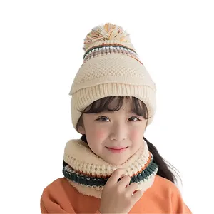 Детская Вязаная Шапка Шарф Подкладка Термический Флис - Фото 1