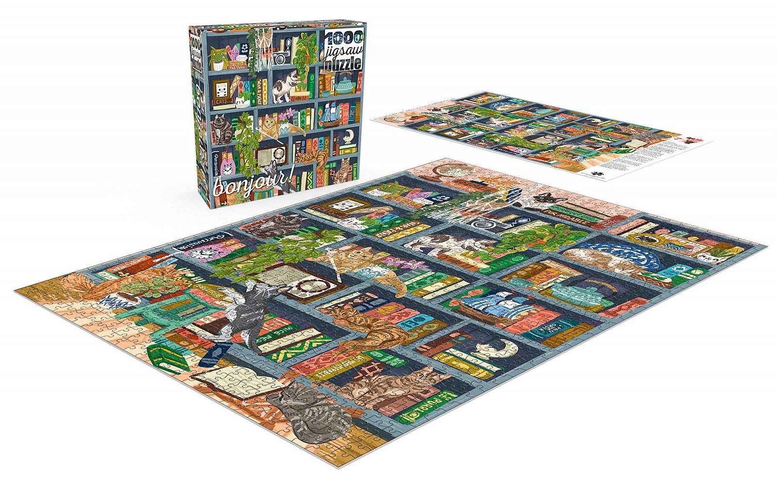 Пазлы Buffalo Games Cats at Home Library Bonjour Olivia Gibbs 1000 элементов, фото №3