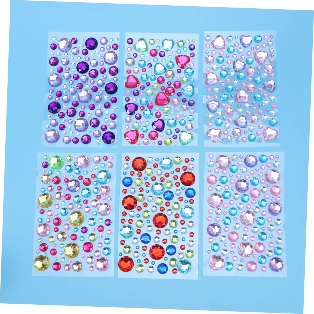Наклейки Lurrose самоклеящиеся акриловые кристаллы для DIY, 6 листов, смешанный стиль для скрапбуков и подарков, фото №2