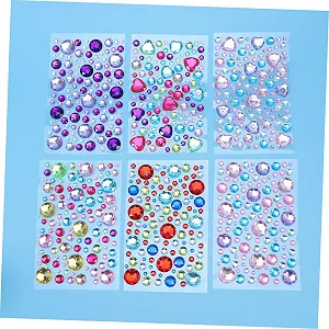 Наклейки Lurrose самоклеящиеся акриловые кристаллы для DIY, 6 листов, смешанный стиль для скрапбуков и подарков synthetic.ua - Фото 1