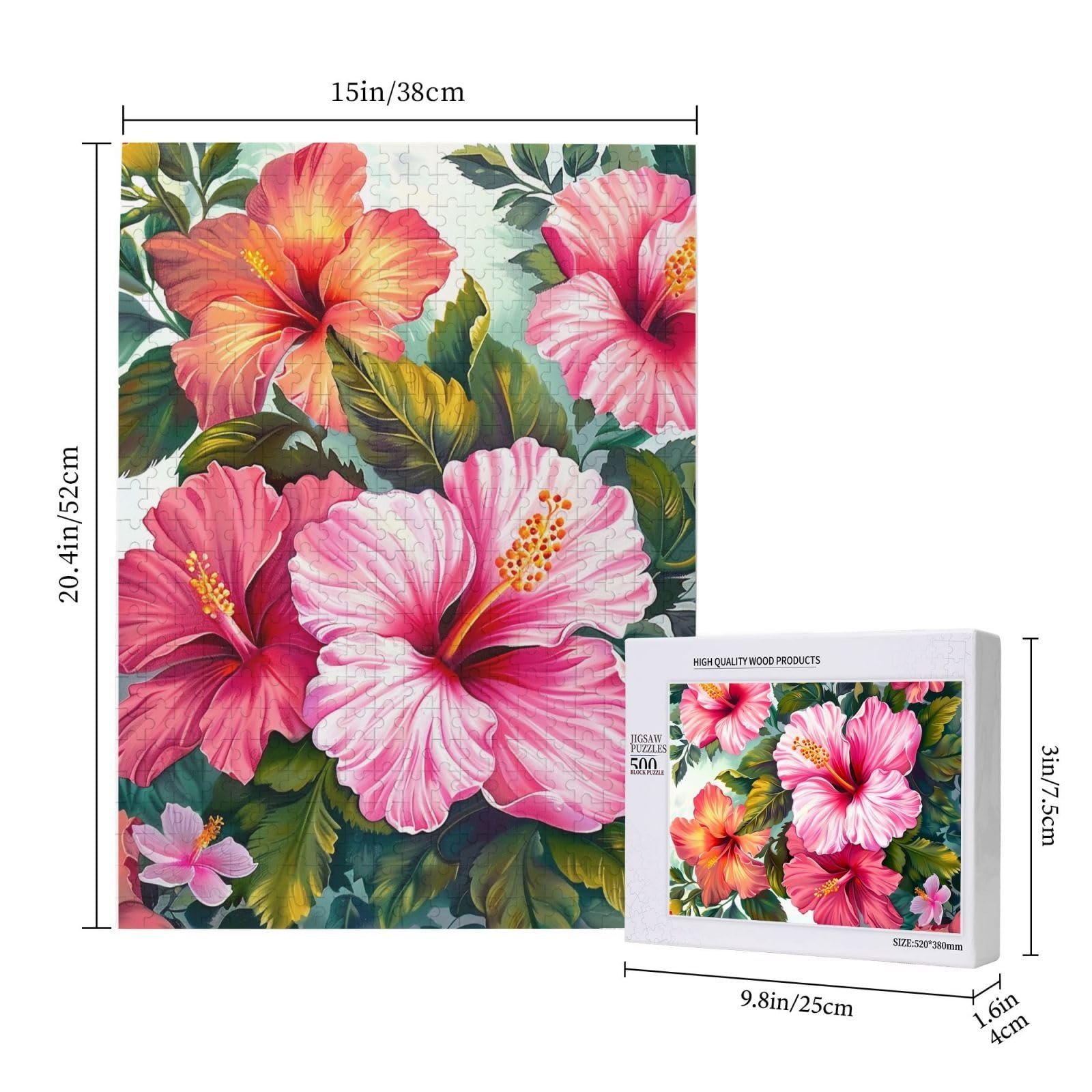 Пазл Wooden Puzzle Hibiscus Flowers Art 500 деталей 38 x 52 см с коробкой для хранения, фото №2 Пазл Wooden Puzzle Hibiscus Flowers Art 500 деталей 38 x 52 см с коробкой для хранения, фото №2