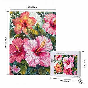 Пазл Wooden Puzzle Hibiscus Flowers Art 500 деталей 38 x 52 см с коробкой для хранения synthetic.ua - Фото 1