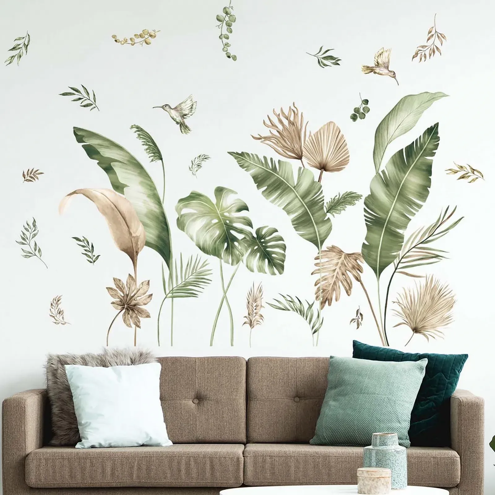 Наклейка на стіну Amimagen Бохо Тропічне листя Зелений, фото №2