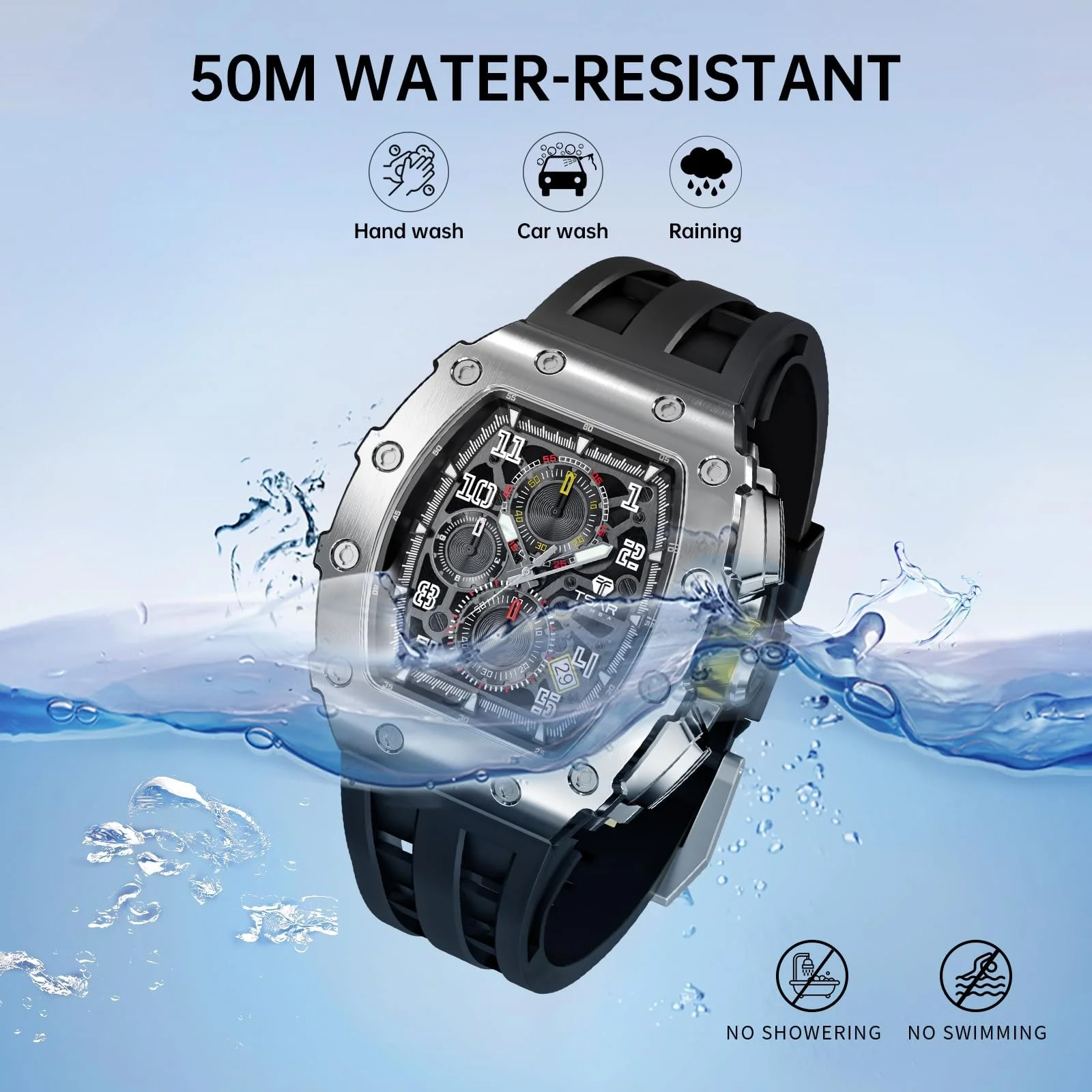 Мужские часы TSAR BOMBA Кварцевые Хронограф Водонепроницаемые Мужские часы для Мужчин Элегантность Нержавеющая Сталь/Углеродное волокно/Бриллиантовый корпус/Смола Бизнес/Спорт/На улице/В помещении, фото №3 Мужские часы TSAR BOMBA Кварцевые Хронограф Водонепроницаемые Мужские часы для Мужчин Элегантность Нержавеющая Сталь/Углеродное волокно/Бриллиантовый корпус/Смола Бизнес/Спорт/На улице/В помещении, фото №3