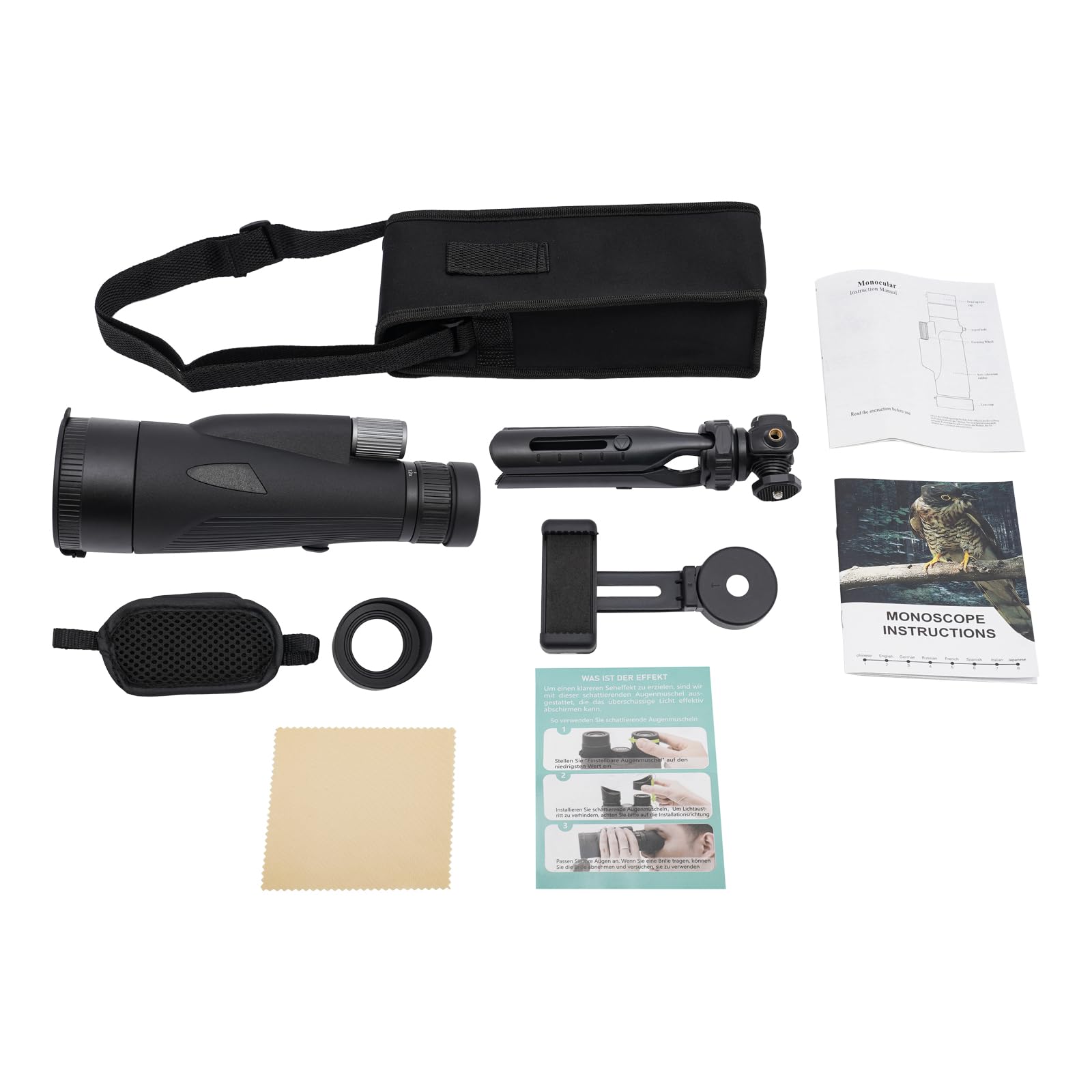 Монокуляр Телескоп для взрослых с держателем, растяжной штатив, водонепроницаемый зум-монокуляр для наблюдения за птицами, охоты, походов, концертов, фото №6