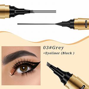 Олівець Augenbrauenstift 2-в-1 2024 Upgrade 3D-Microblading 4 Гілки з стрижнем EYE LINER сірий Один розмір synthetic.ua - Фото 1