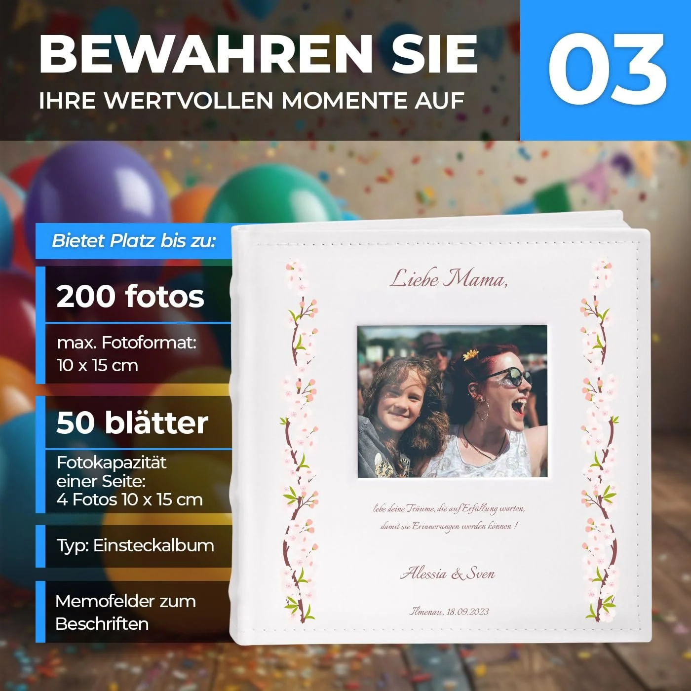 Альбом для вклеивания Maverton Dreams 21 x 22 см Белый для 200 Фотографий 10 x 15 с печатью, фото №4