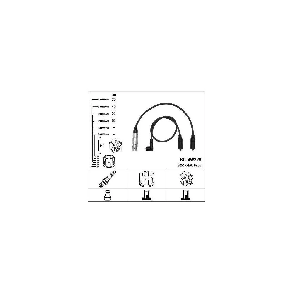 Комплект проводів запалювання NGK 0956 для AUDI SEAT SKODA VW LAMBORGHINI BENTLEY, фото №1