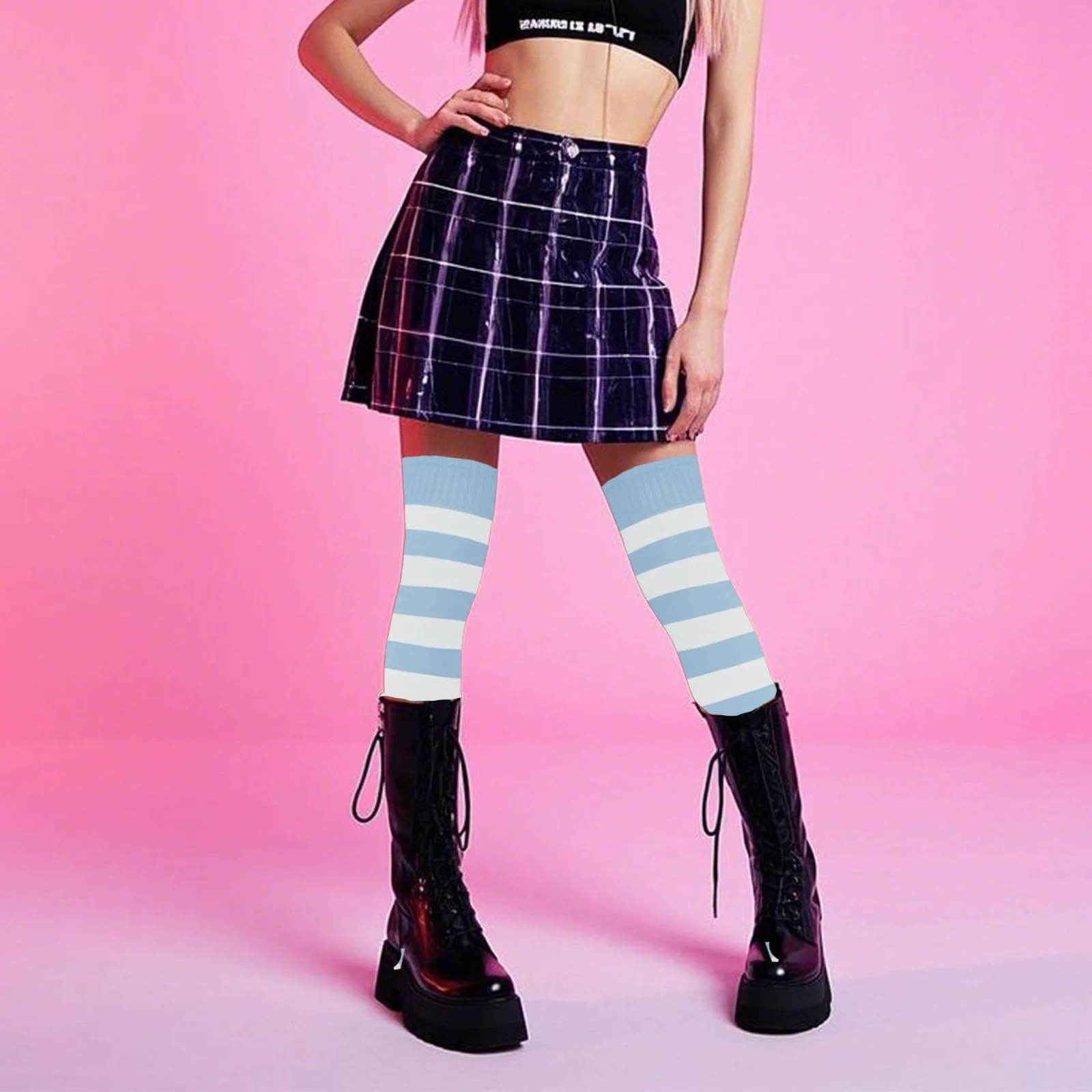 Жіночі шкарпетки вище коліна в смужку (2 пари), фото №4