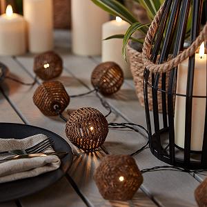 Гірлянда Lights4fun Solar Rattan Ball Lantern 10 LED теплий білий synthetic.ua - Фото 1