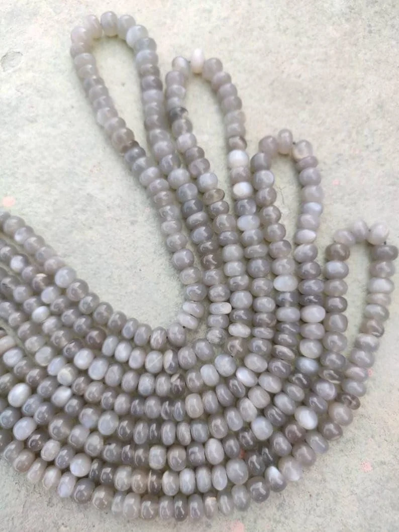 Натуральный Серый Лунный Камень Круглые Гладкие Бусины 6-7 мм, фото №4