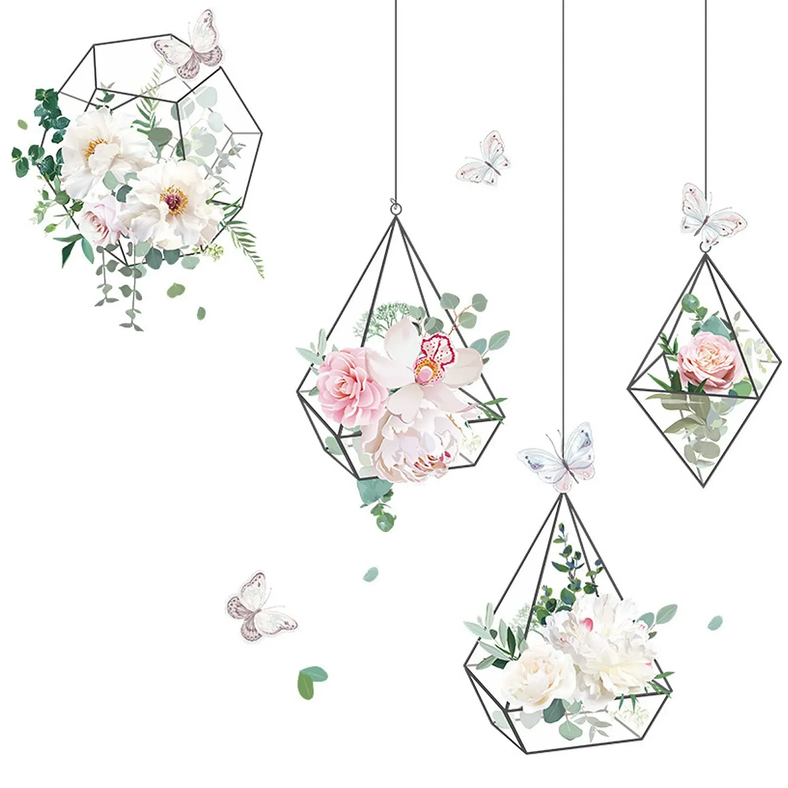 Настенная наклейка Flowers Hanging Watercolour Flower Pot самоклеящаяся, фото №1