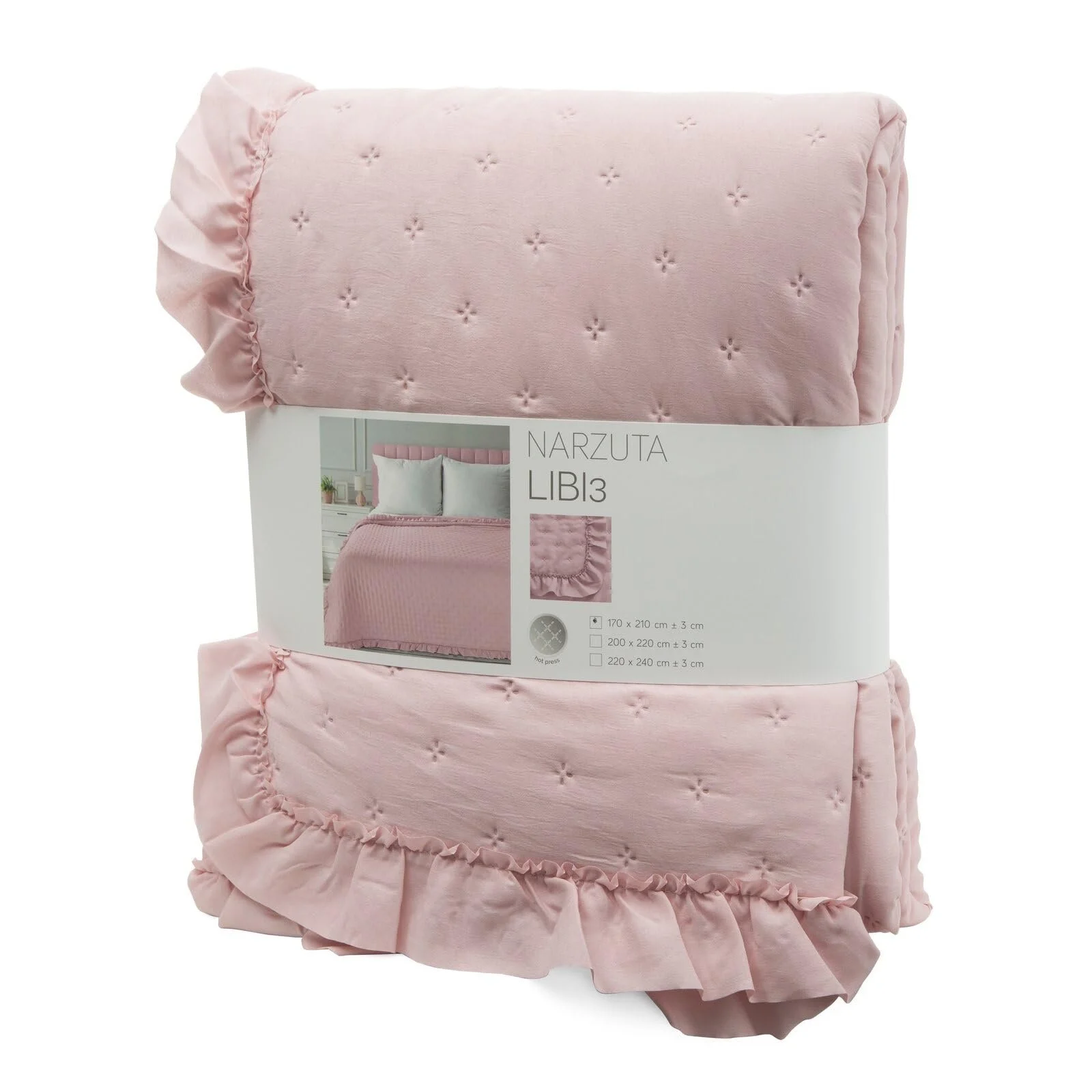 Покрывало Eurofirany Libi 3 Стильное с рюшами 170 x 210 см Розовый, фото №2