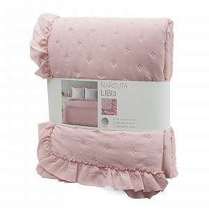 Покрывало Eurofirany Libi 3 Стильное с рюшами 170 x 210 см Розовый synthetic.ua - Фото 1