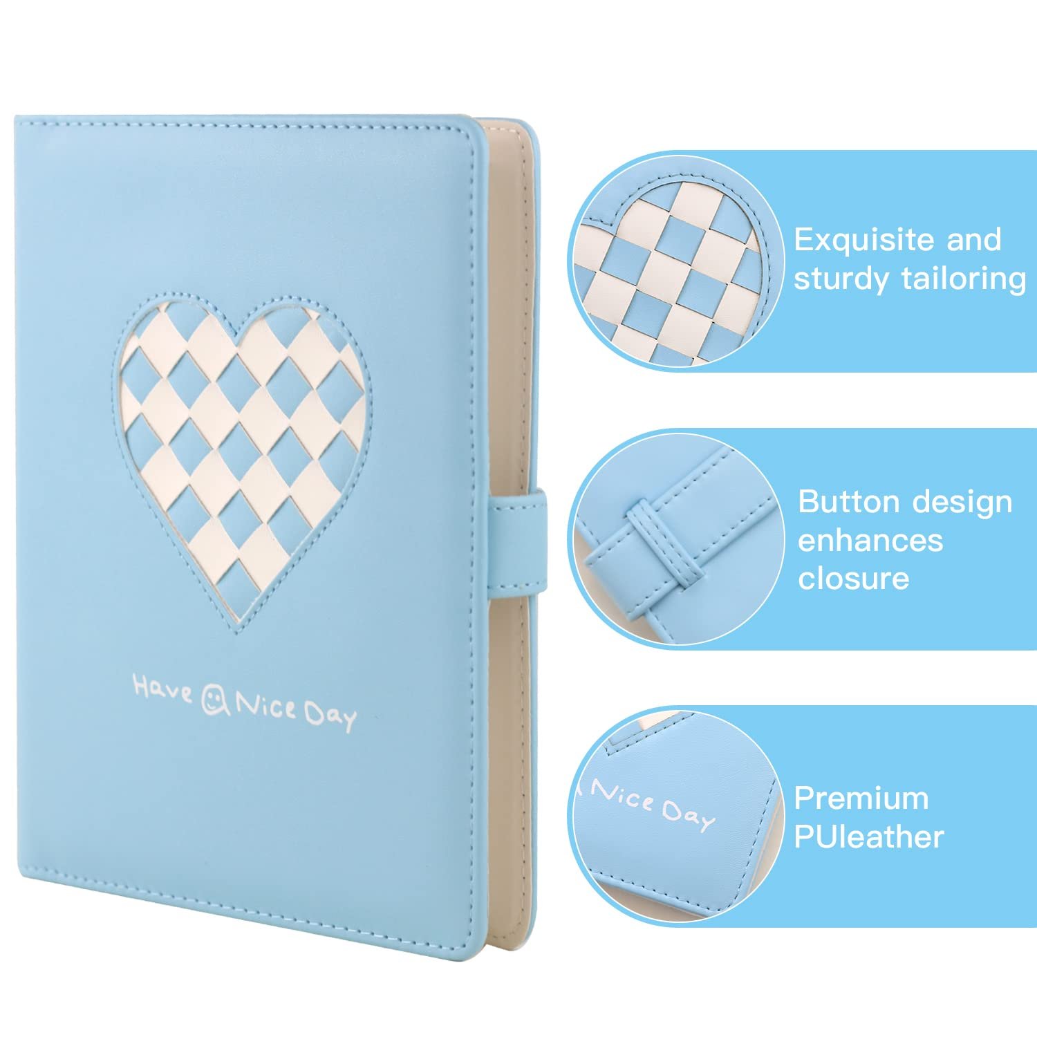 Фотоальбом Phoebe 256 Bag PU Heart Braid Blue, фото №3