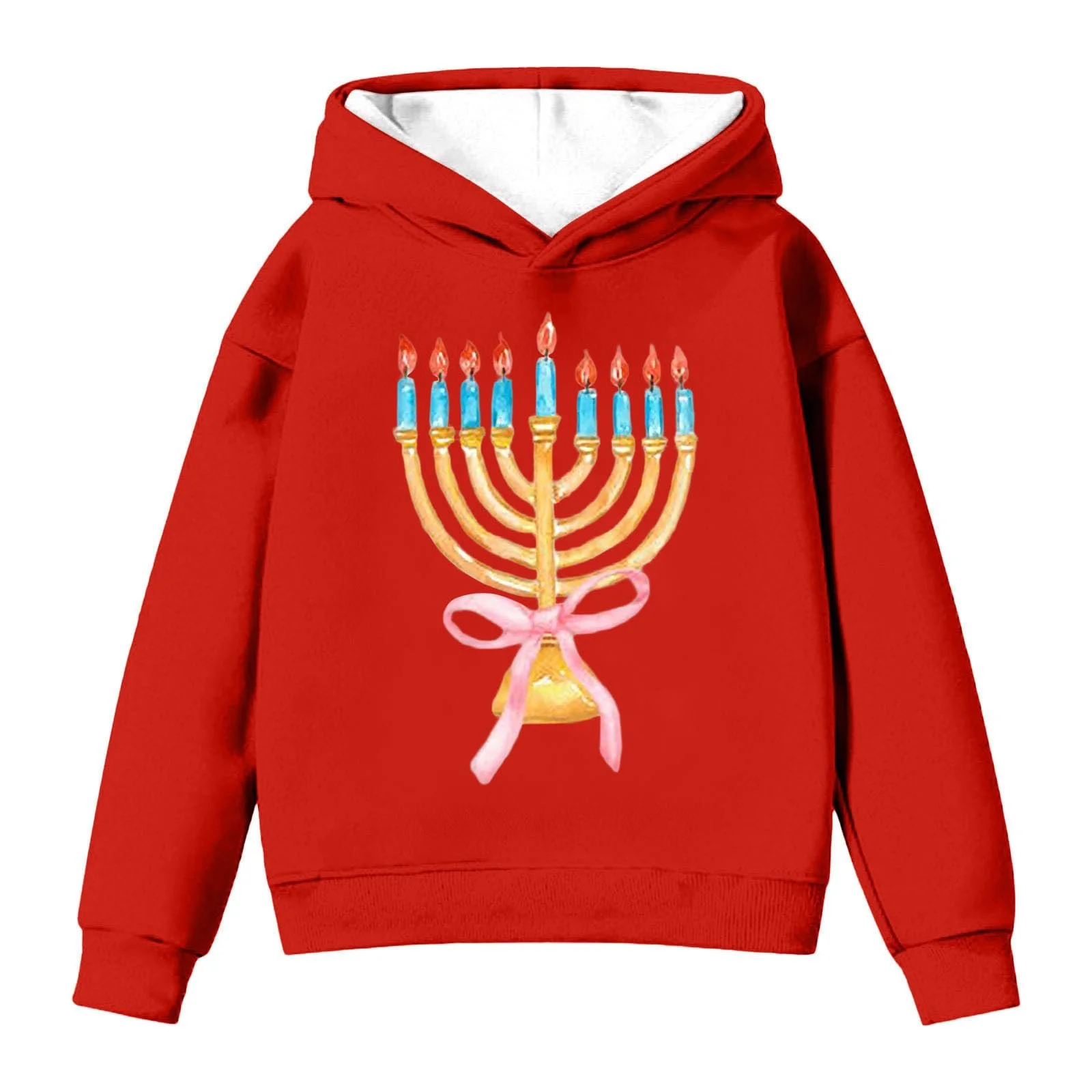 Худі з принтом менори для дівчат, з довгими рукавами, фото №1