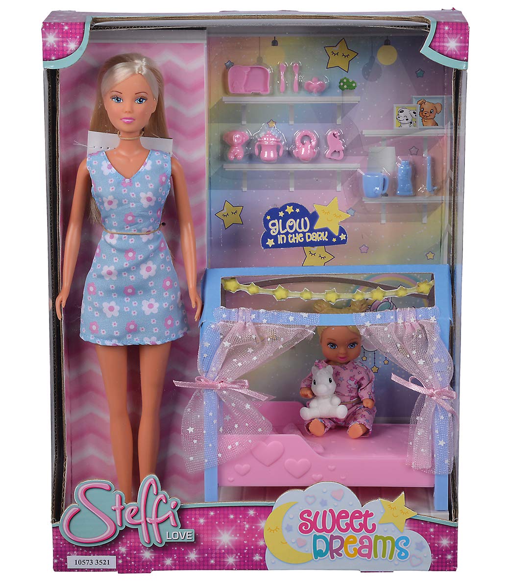 Кукла Simba Steffi Love Sweet Dreams с милым малышом и кроваткой, функция свечения в темноте, 12 штук, 29 см, фото №8