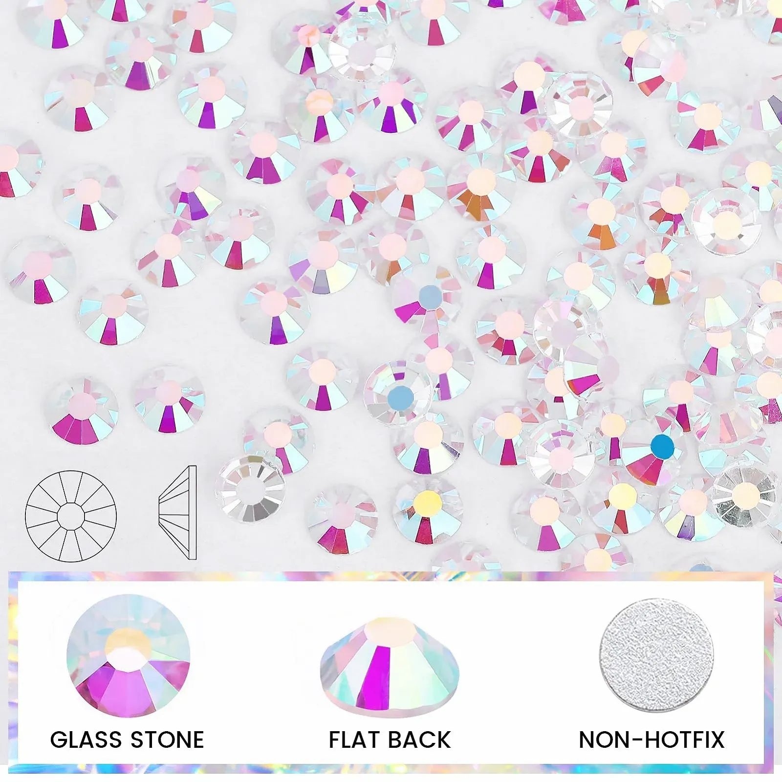 Стрази Novani Crystal Плоскі Ограновані 1440 штук Скло Прозорий (SS16), фото №3