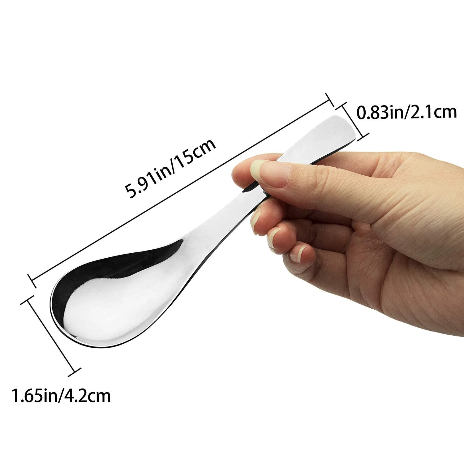 Ложка Супова AOOSY 6 шт., нержавіюча сталь, 15 см, срібна, для столу, обіду, рису, кави, десерту, полірована кругла, фото №2