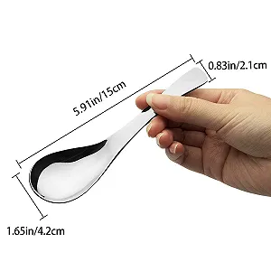 Ложка Суповая AOOSY 6 шт, нержавеющая сталь, 15 см, серебристая, для стола, обеда, риса, кофе, десерта, полированная круглая ложка synthetic.ua - Фото 1