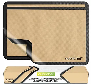 Силіконові килимки для випікання NutriChef Набір з 2 шт. 42 x 28 см антипригарні термостійкі Чорний - Фото 1