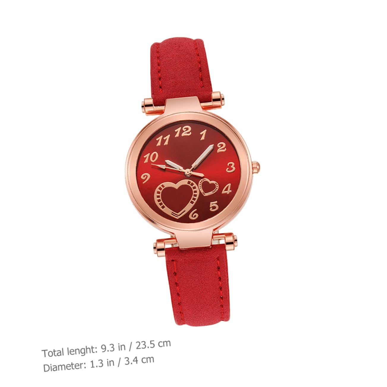 Часы женские PartyKindom с матовым кожаным ремешком, декоративным дизайном в форме персикового сердца, фото №2
