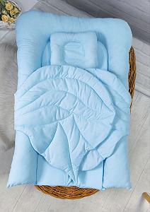 Кокон з крилами: люлька та ортопедична подушка, бавовна, блакитний synthetic.ua - Фото 1