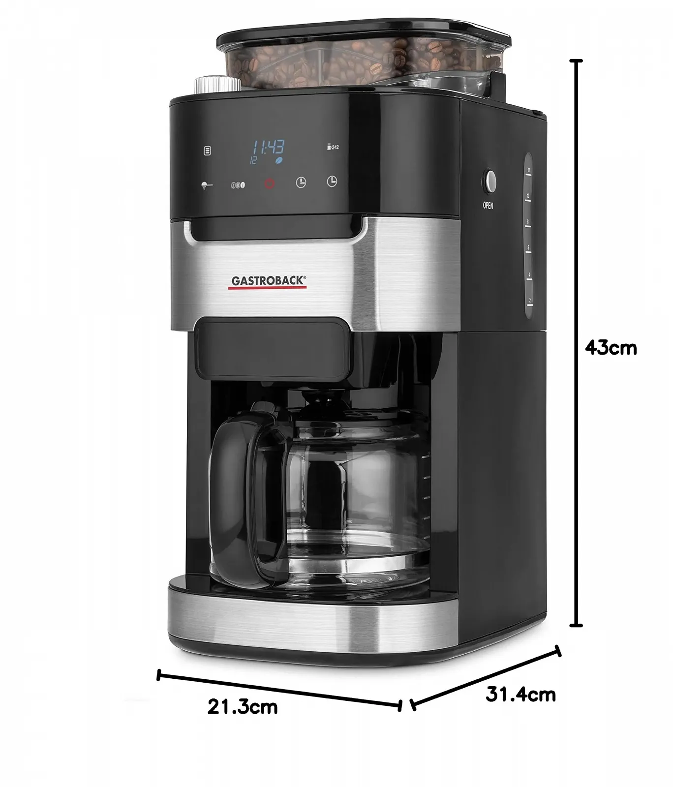 Кофеварка капельная GASTROBACK Grind & Brew Pro 42711 со встроенной кофемолкой 1.5 L пластик, фото №2