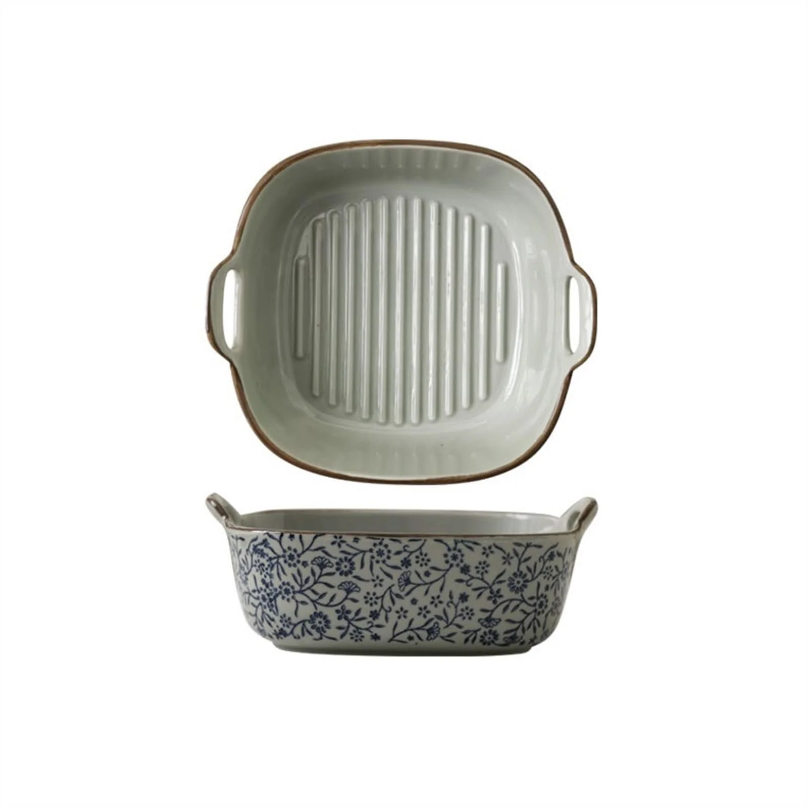 Форма для запекания керамическая квадратная 7 дюймов с двумя ручками, фото №1