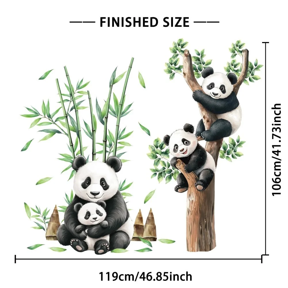 Наклейки на стіну Cartoon Panda 2 листи 2 стилі 118 x 39 см, фото №3