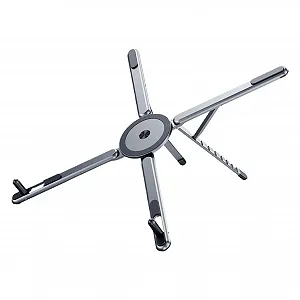 Подставка для ноутбука, прочная алюминиевая рама, 18,15 x 5,8 x 2,1 см, регулируемая, портативная, складная подставка-держатель для ноутбука/планшета, магнитный держатель для телефона, проста в использовании, для использования в офисе - Фото 1