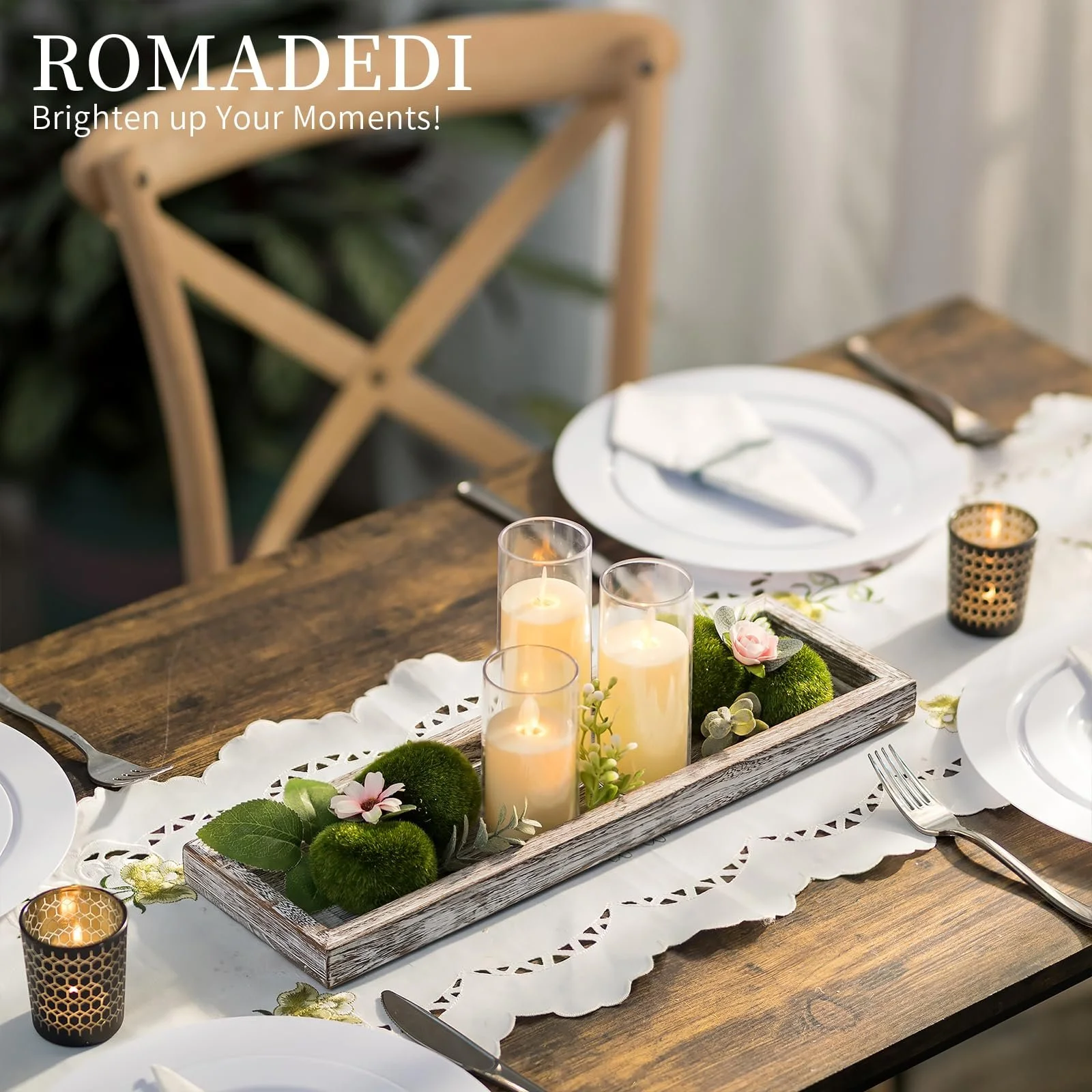 Декоративний піднос Romadedi Прямокутний Дерев'яний 38 см для Свічок, фото №4 Декоративний піднос Romadedi Прямокутний Дерев'яний 38 см для Свічок, фото №4