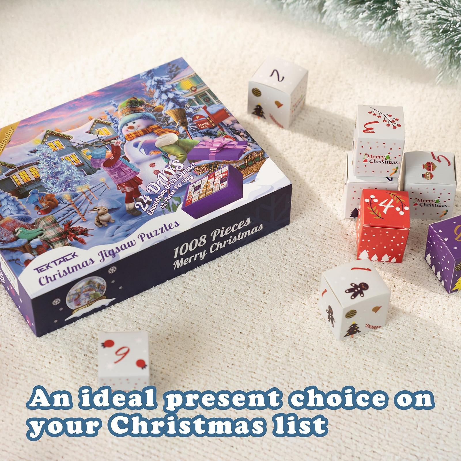 Адвент-календар Tektalk Countdown to Christmas 2024 Snowman Stacking 1008 елементів 70 x 50 см, фото №6