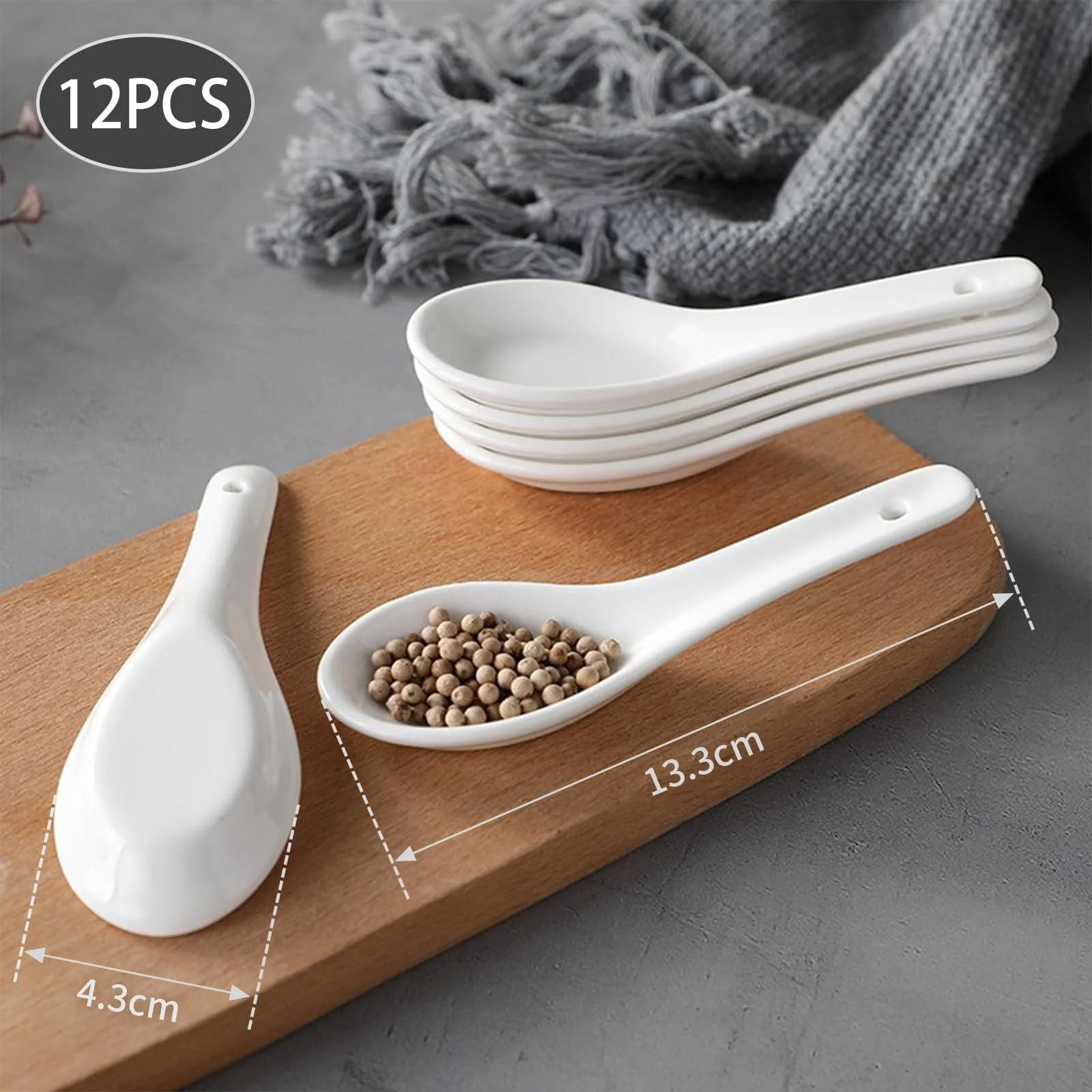 Ложки суповые Керамические 12 шт Белый, фото №4