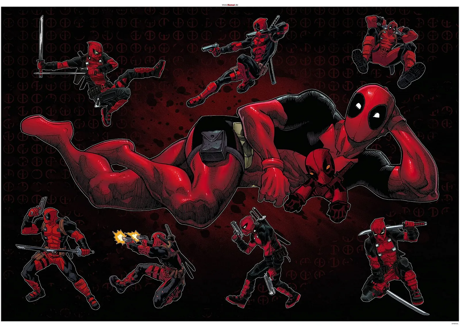 Наклейка на стену Komar Marvel Deadpool Posing 14741h 100 x 70 см, фото №2