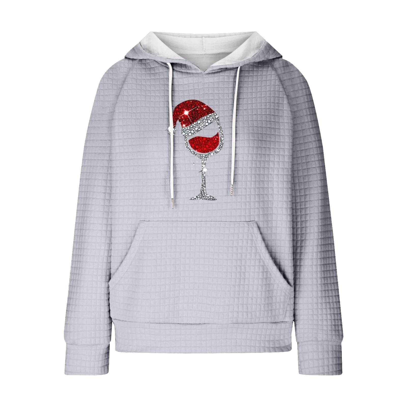 Рождественский джемпер Qixiu Женский Худи Санта Клаус Рождественский Худи Свитшот Уличный Стиль Oversize Длинный Рукав Рождественский Пуловер Топы для Подростков, фото №3