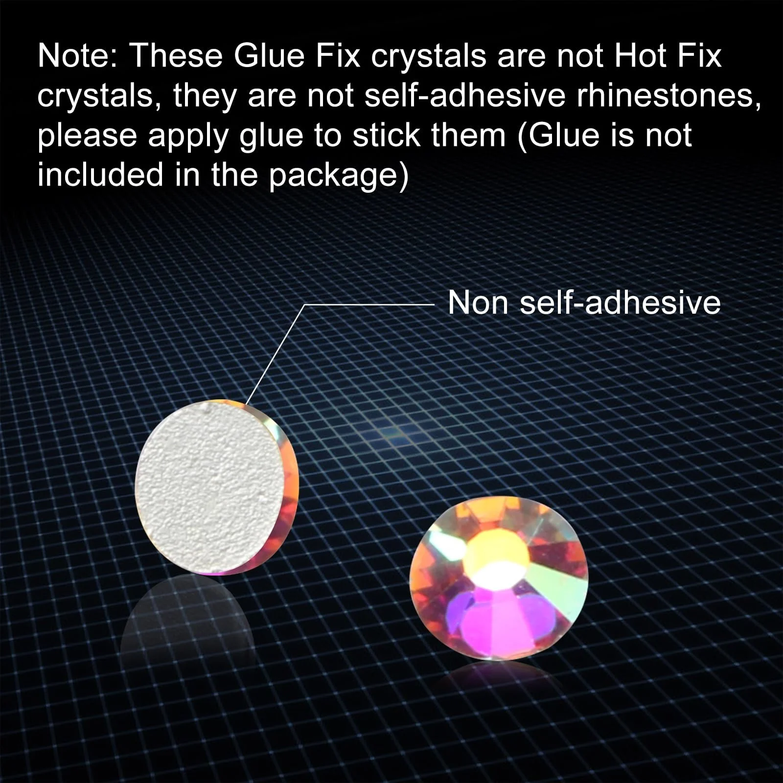Клейові кристали Flatback Rhinestone Скляні діаманти Круглі коштовні камені 4.0 мм, SS16 1440 шт., Crystal AB, фото №5