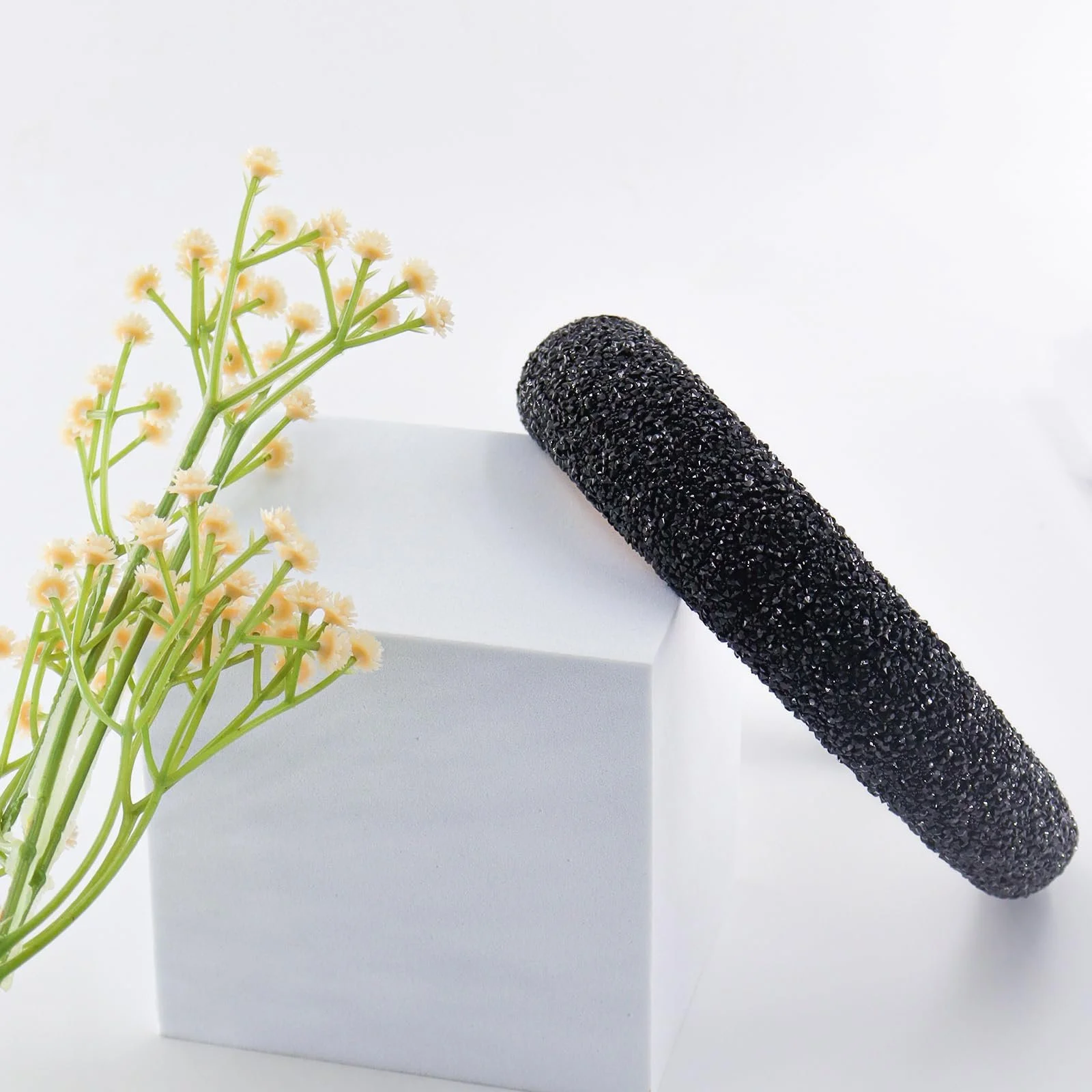 Жіночий широкий обруч для волосся з блискітками та стразами, фото №4 Жіночий широкий обруч для волосся з блискітками та стразами, фото №4