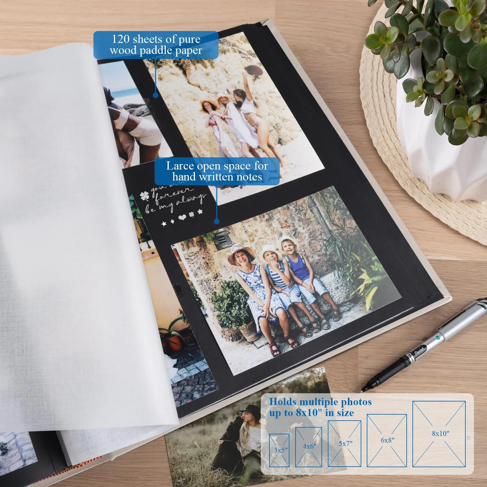 Фотоальбом 1DOT2 льняной для DIY большой фотоальбом для вклеивания формата 30 x 30.5 см, 120 (60 листов) безкислотных черных страниц (200 г/м"), бежевый, фото №3 Фотоальбом 1DOT2 льняной для DIY большой фотоальбом для вклеивания формата 30 x 30.5 см, 120 (60 листов) безкислотных черных страниц (200 г/м"), бежевый, фото №3