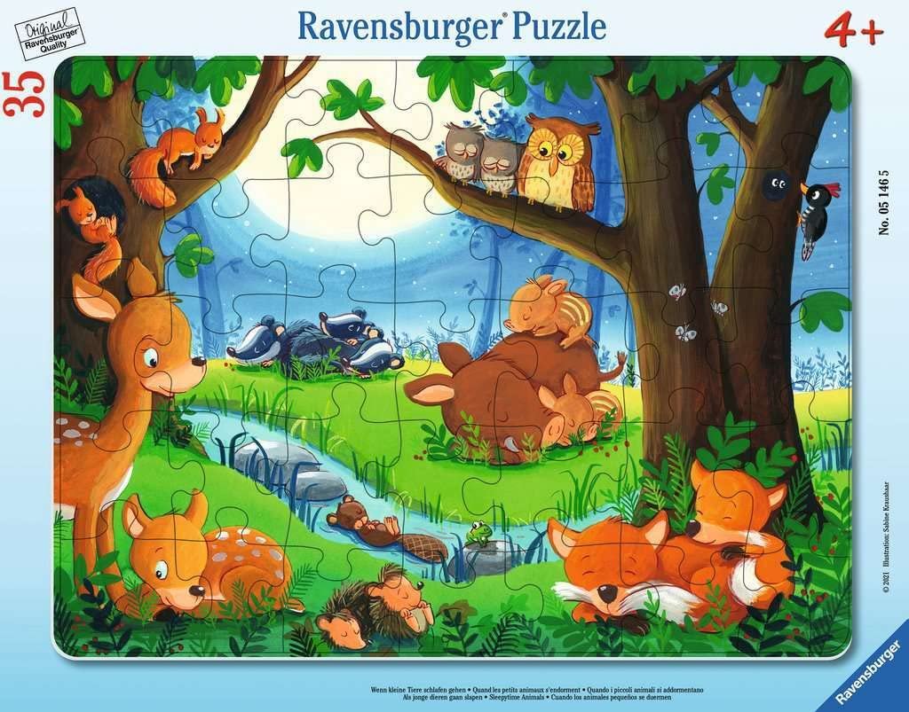 Детский пазл Ravensburger 05146 Когда зверята ложатся спать рамка-пазл 35 элементов от 3 лет, фото №1