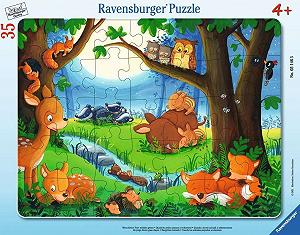 Детский пазл Ravensburger 05146 Когда зверята ложатся спать рамка-пазл 35 элементов от 3 лет - Фото 1
