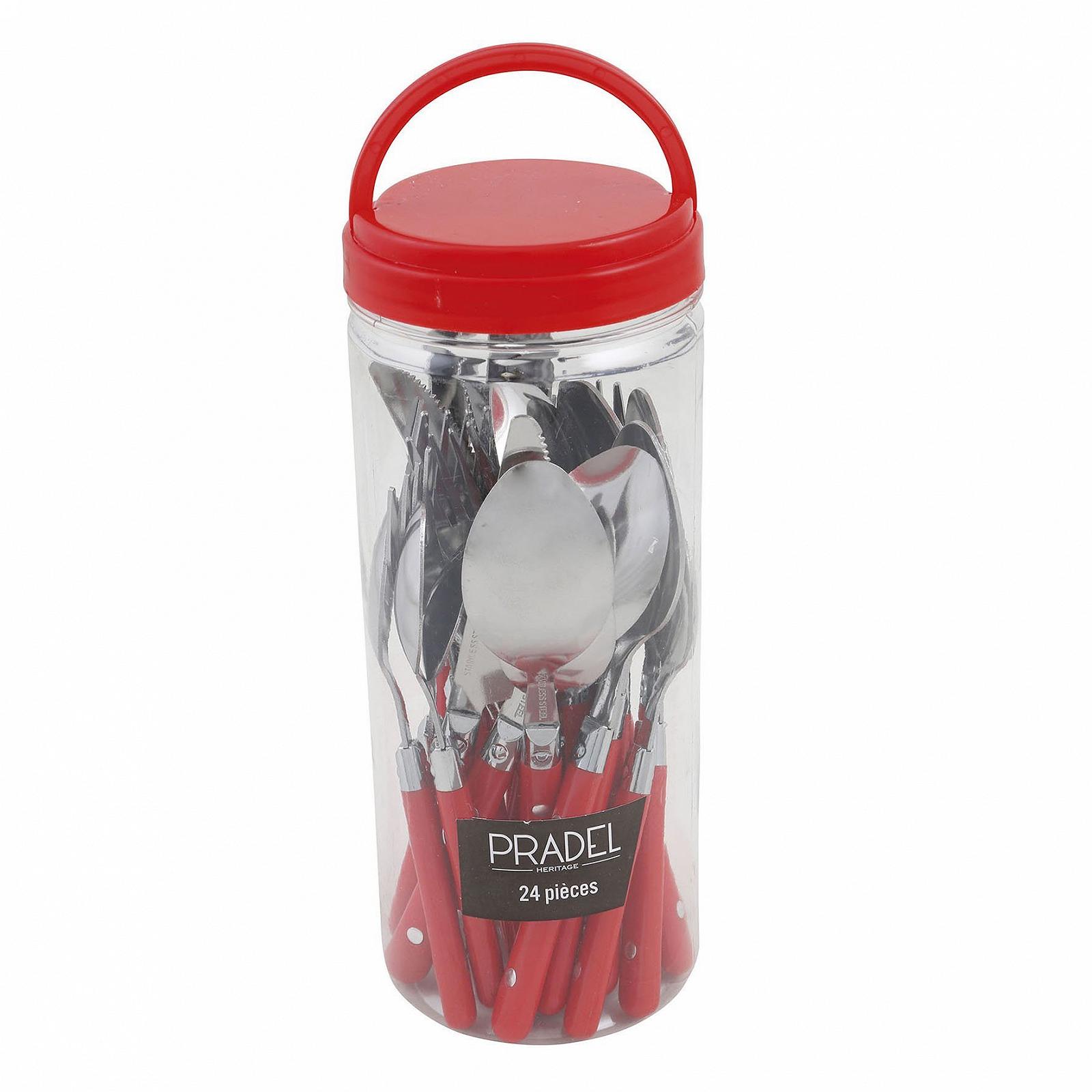 Набор столовых приборов Pradel Heritage 24 предмета нержавеющая сталь/пластик красный 9.6 x 23.5 x 9.7 см, фото №3 Набор столовых приборов Pradel Heritage 24 предмета нержавеющая сталь/пластик красный 9.6 x 23.5 x 9.7 см, фото №3