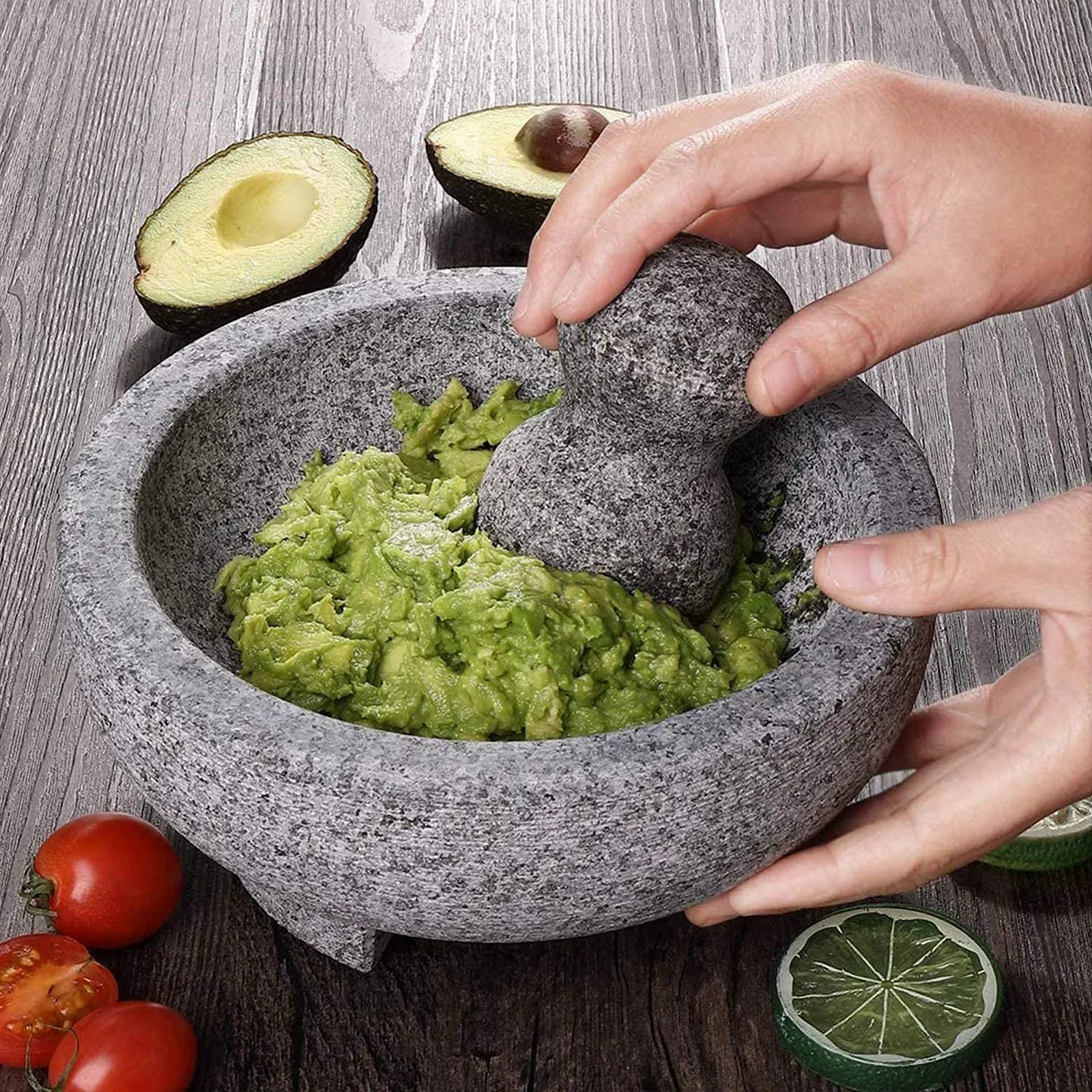 Ступка з товкачем, чаша, чаша для спецій, великий кам'яний, фото №6