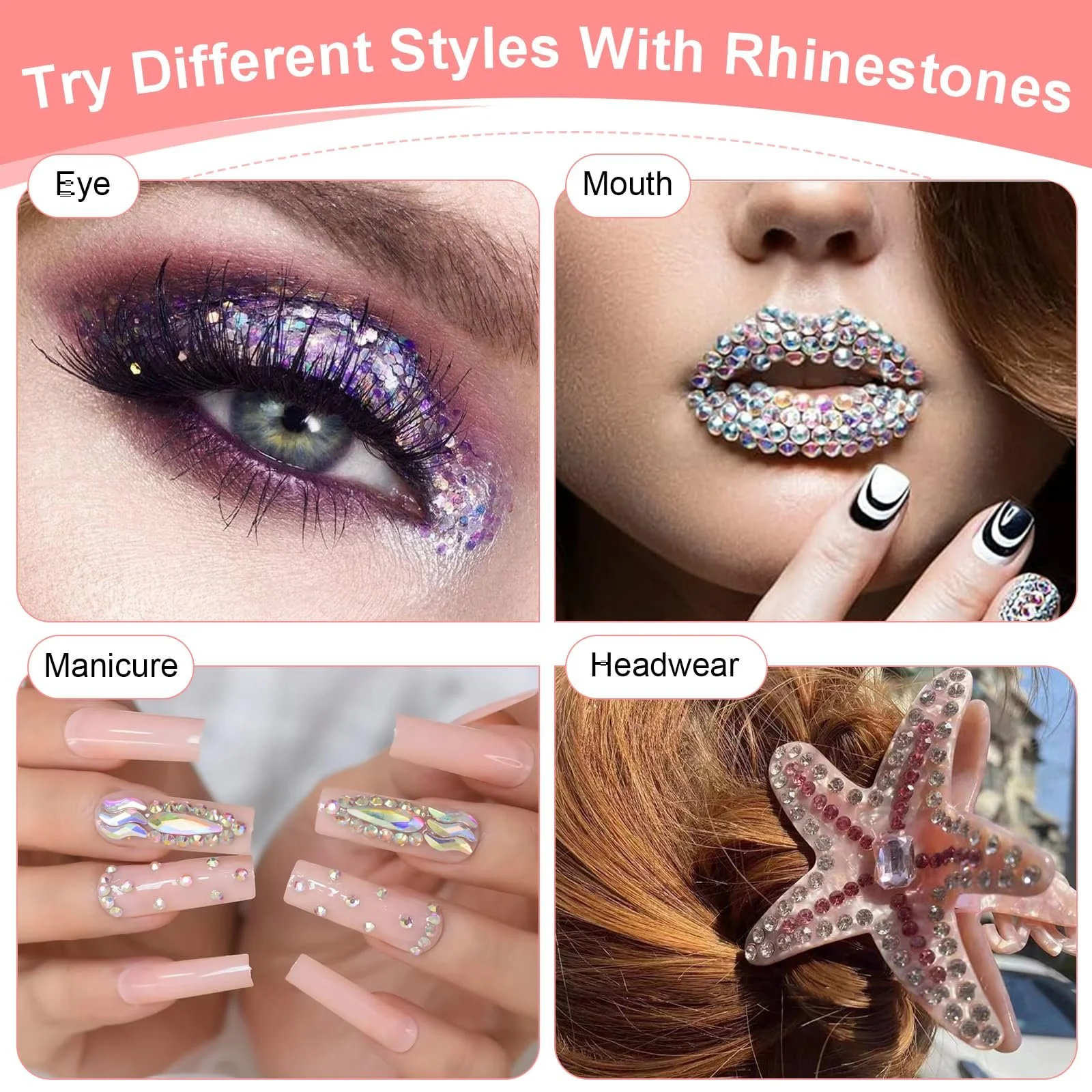 Стразы Тип 4 мм, 12000 шт, для ногтей, круглые, блестящие, разных цветов, фото №6