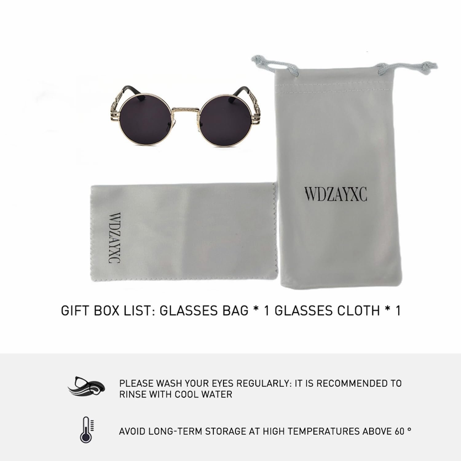 Сонцезахисні окуляри Круглі WDZAYXC Металева оправа Поляризовані, фото №4 Сонцезахисні окуляри Круглі WDZAYXC Металева оправа Поляризовані, фото №4