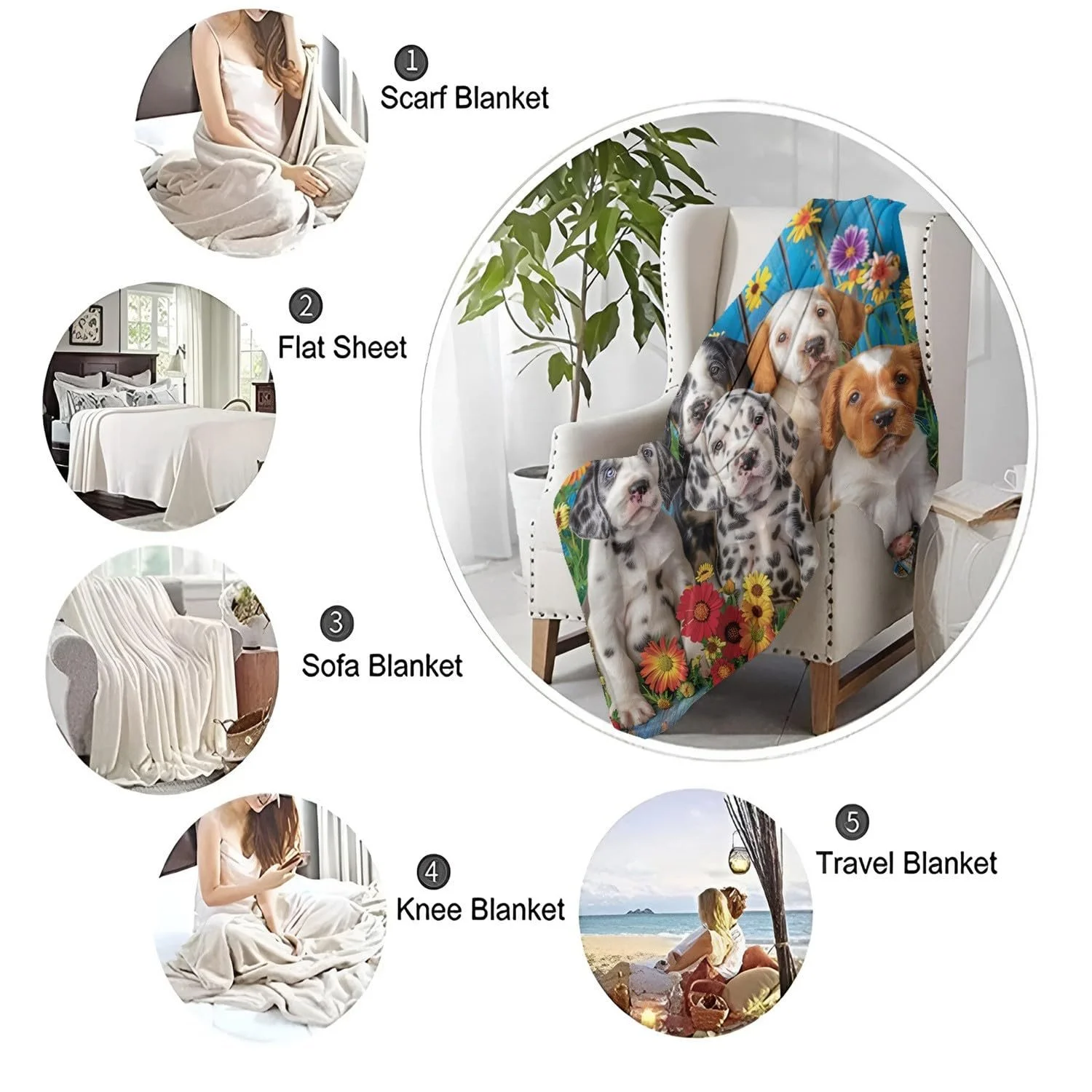 Покривало Флісове 130x150 см Візсла та ромашки, фото №6