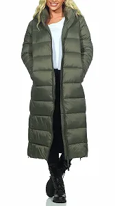 Жіноче зимове стьобане пальто з капюшоном Hailys El44la, дуже довге - Фото 1