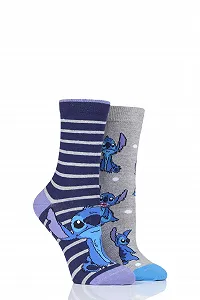 Шкарпетки SockShop Жіночі Disney Lilo and Stitch Бавовняні, 2 пари - Фото 1