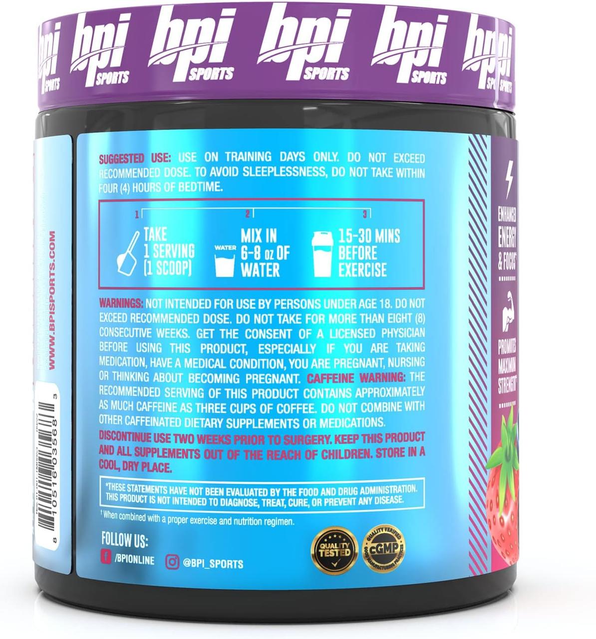 Предтренировочный комплекс Bpi Sports 1.M.R Powdeг 200g Berry Swole, фото №3